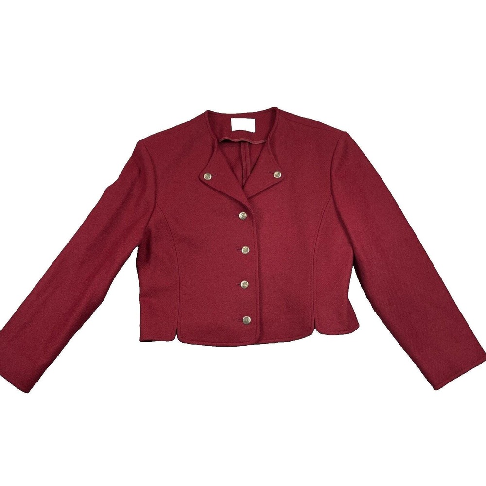 Vintage Pendleton Wool Blazer Women's 12 Red Military Style Retro USA Flaw